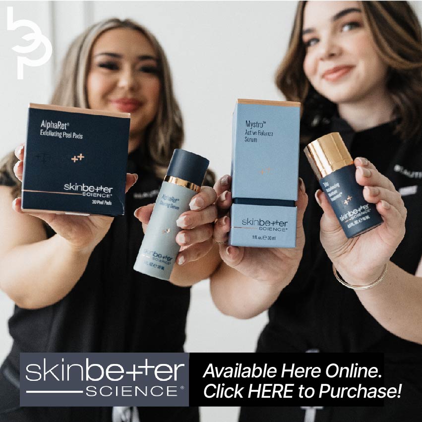 Two ladies showcasing Skin Better Science medical grade skin care. Button to press and purchase online.